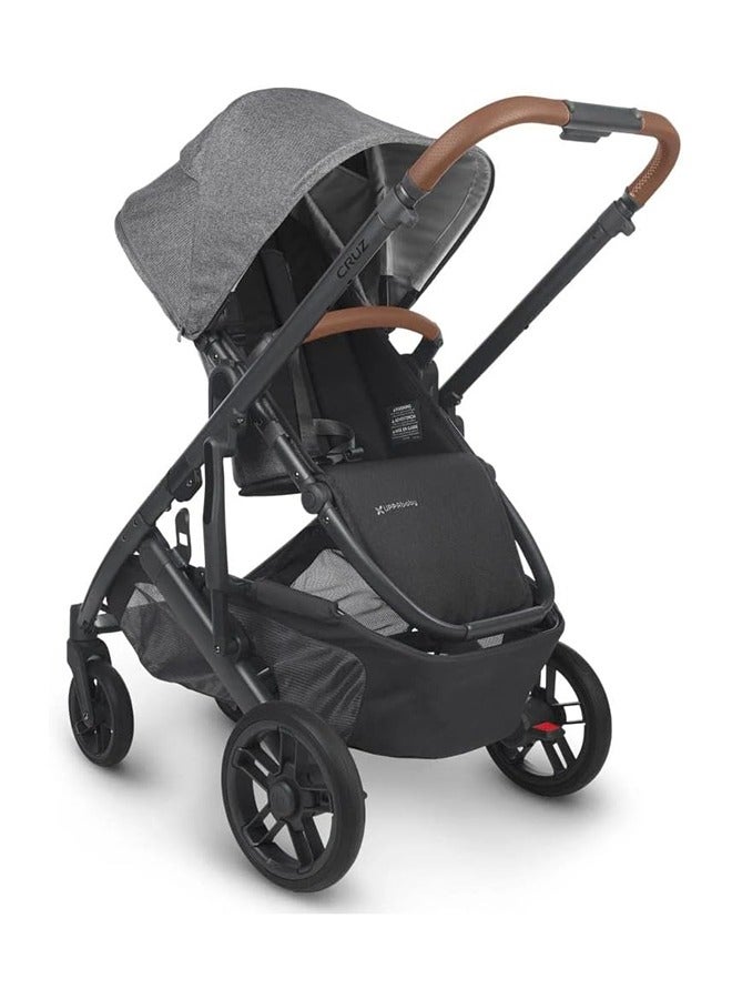 UPPAbaby Cruz V2 Stroller, Carbon Frame with Saddle Leather, Infant and Toddler up to 22 kg, Lightweight, Reversible Seat and Oneâ€‘Hand Fold, Greyson Charcoal MÃ©lange - Image 3