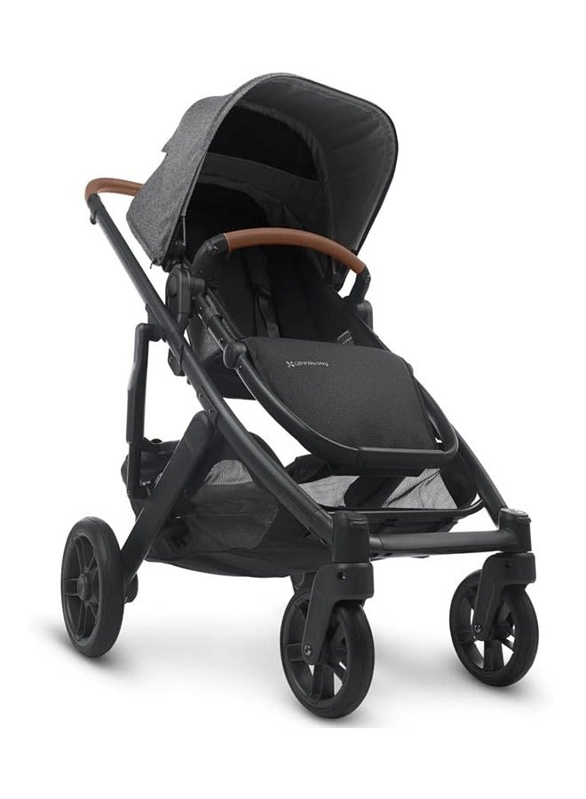 UPPAbaby Cruz V2 Stroller, Carbon Frame with Saddle Leather, Infant and Toddler up to 22 kg, Lightweight, Reversible Seat and Oneâ€‘Hand Fold, Greyson Charcoal MÃ©lange - Image 4