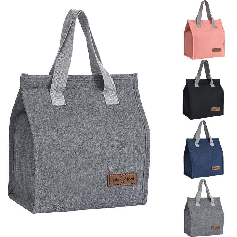 Yikki Lunch Bags for Women Men Reusable Leakproof Kids Lunch Bag Insulated Cool Bags for Kids Girls Boys Adults Thermal Cooler Bags for Work School Picnic Travel Gray