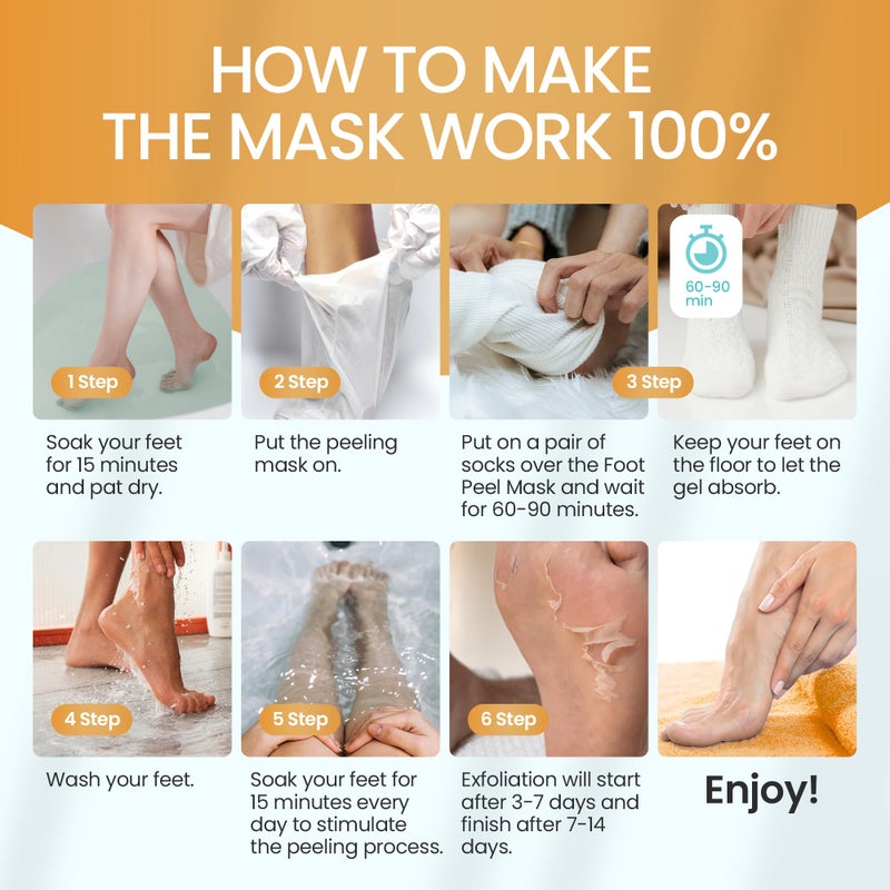 SUNATORIA Foot Peeling Mask for Dead Skin Remover & Deep Moisturize | 2 Pairs | Dermatologically Tested - Foot Peel Mask for Dry Cracked Feet - Foot Mask make Soft Baby Feet for Men & Women | Aloe Vera - Image 5