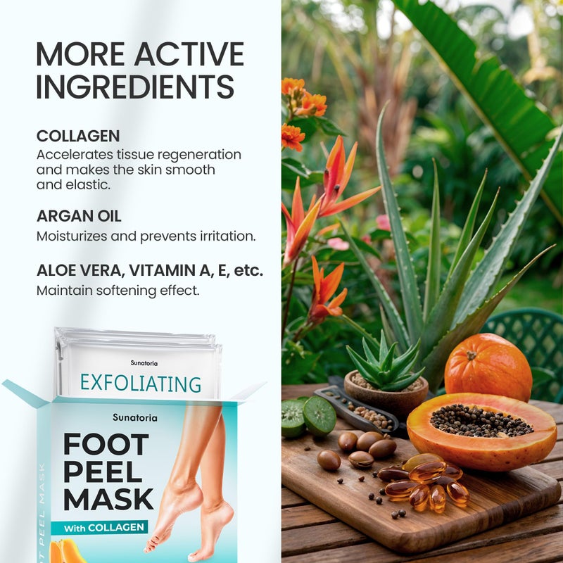 SUNATORIA Foot Peeling Mask for Dead Skin Remover & Deep Moisturize | 2 Pairs | Dermatologically Tested - Foot Peel Mask for Dry Cracked Feet - Foot Mask make Soft Baby Feet for Men & Women | Aloe Vera - Image 3