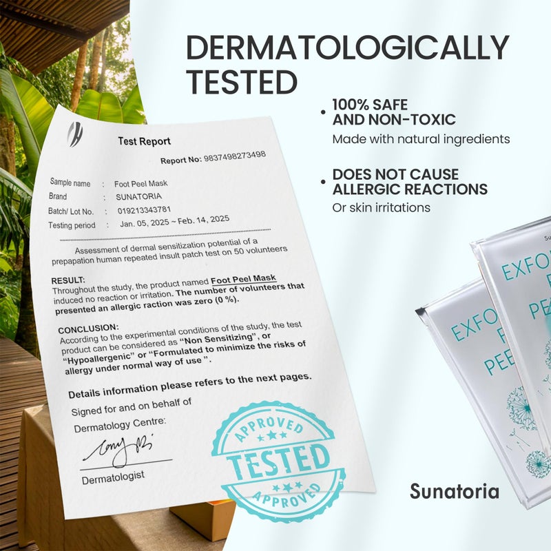SUNATORIA Foot Peeling Mask for Dead Skin Remover & Deep Moisturize | 2 Pairs | Dermatologically Tested - Foot Peel Mask for Dry Cracked Feet - Foot Mask make Soft Baby Feet for Men & Women | Aloe Vera - Image 4