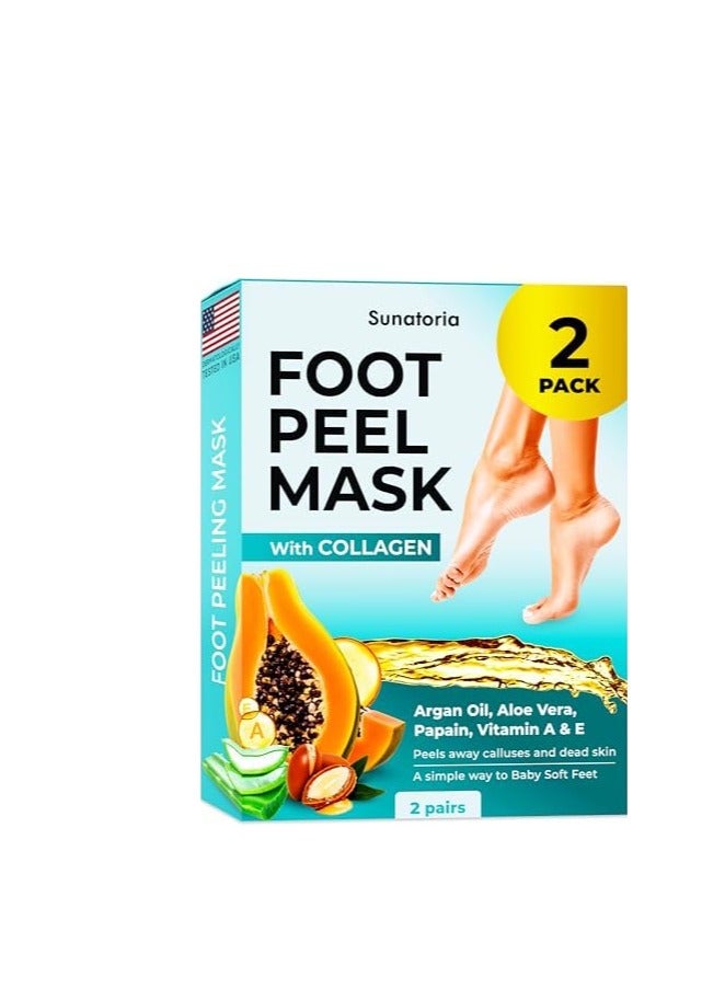 SUNATORIA Foot Peeling Mask for Dead Skin Remover & Deep Moisturize | 2 Pairs | Dermatologically Tested - Foot Peel Mask for Dry Cracked Feet - Foot Mask make Soft Baby Feet for Men & Women | Aloe Vera  - Image 1