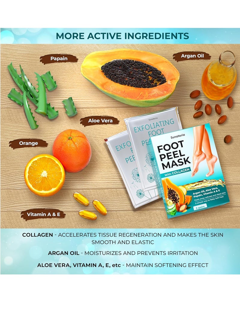 SUNATORIA Foot Peeling Mask for Dead Skin Remover & Deep Moisturize | 2 Pairs | Dermatologically Tested - Foot Peel Mask for Dry Cracked Feet - Foot Mask make Soft Baby Feet for Men & Women | Aloe Vera  - Image 2