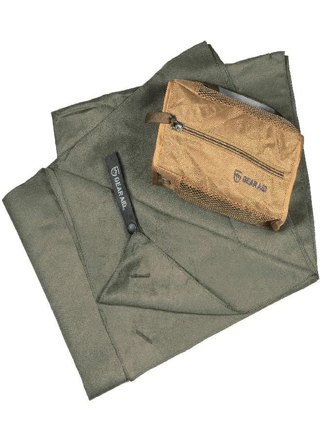 Gear Aid - Aid Quick Dry Microfiber Towel For Travel, Camping And Sports, Od Green, L, 30” X 50” - Image 1