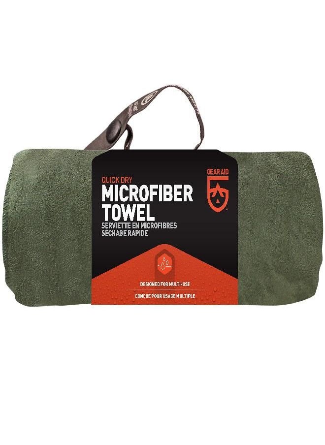 Gear Aid - Aid Quick Dry Microfiber Towel For Travel, Camping And Sports, Od Green, L, 30” X 50” - Image 1