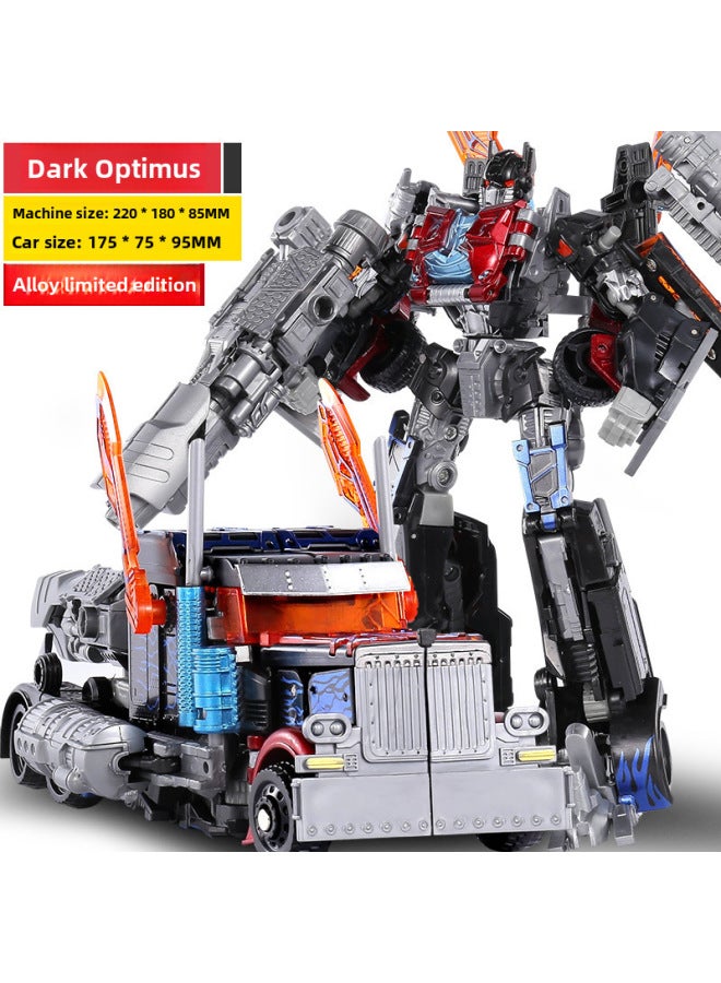 Transforming Toy Model Car Dinosaur Robot Bee Steel Cable Action Figure Alloy Authentic Children Boys Plaything-Color:Alloy Dark Optimus Prime 】 - Image 1