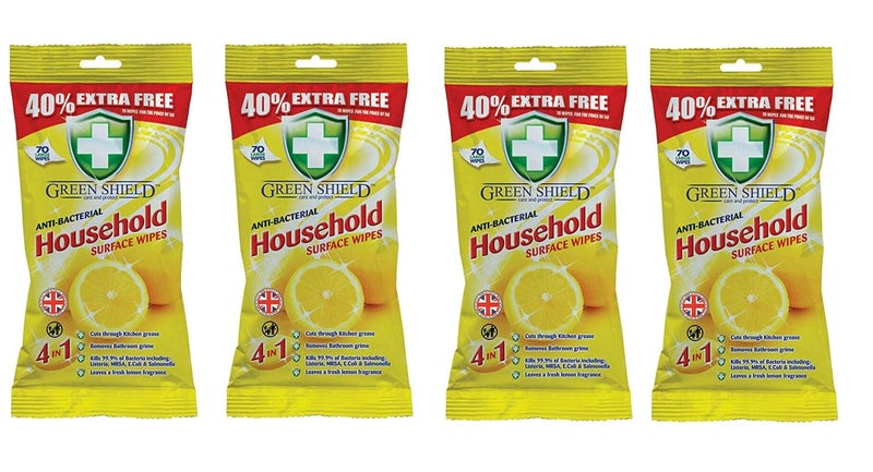 Greenshield Anti Bacterial Household Surface Wipes 70's - Pack of 4 - Image 2