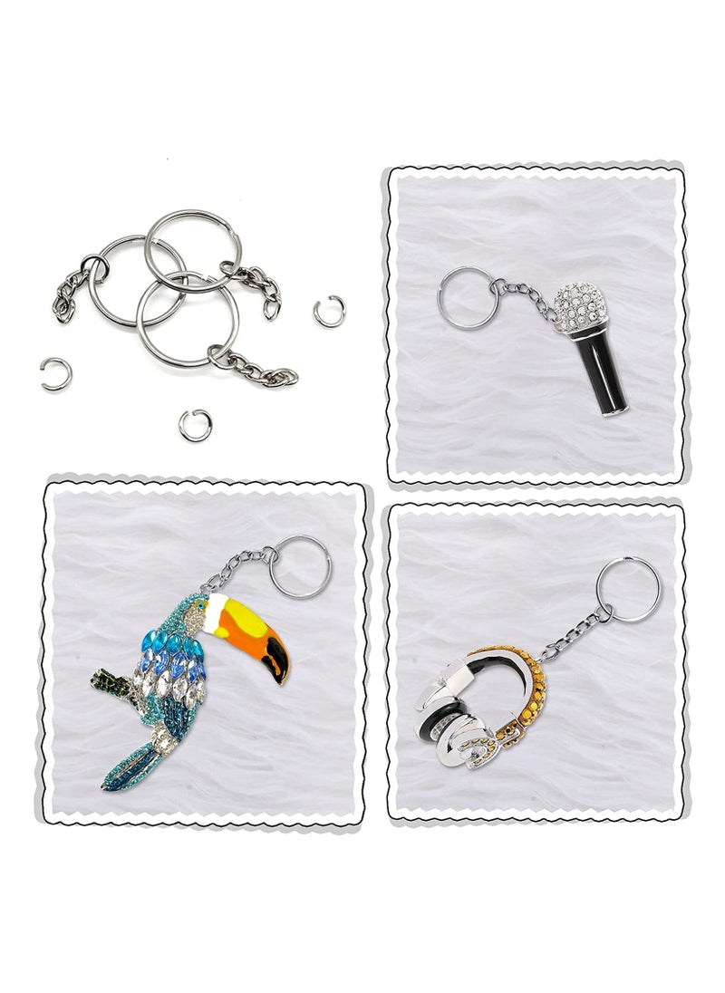 KASTWAVE - 100 Pack Bulk Keyring Set Split Key Chain Rings with 1 inch Large Chains Heavy Duty Metal Keychain Ring Easy to Use Open Jump Rings Strong Small Round DIY Jewelry Making Keyrings Kit - Image 1