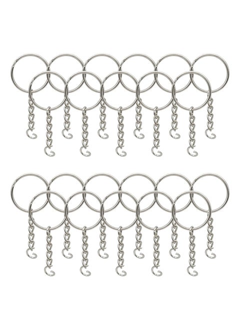 100 Pack Bulk Keyring Set Split Key Chain Rings with 1 inch Large Chains Heavy Duty Metal Keychain Ring Easy to Use Open Jump Rings Strong Small Round DIY Jewelry Making Keyrings Kit