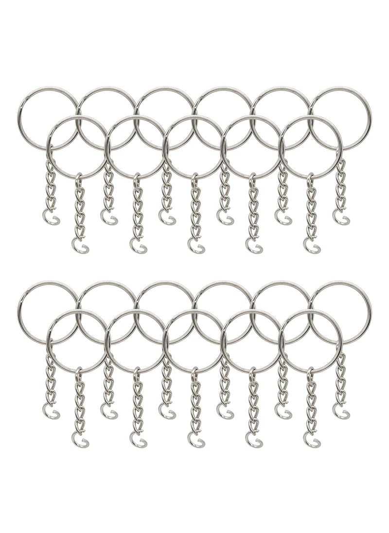KASTWAVE - 100 Pack Bulk Keyring Set Split Key Chain Rings with 1 inch Large Chains Heavy Duty Metal Keychain Ring Easy to Use Open Jump Rings Strong Small Round DIY Jewelry Making Keyrings Kit - Image 1