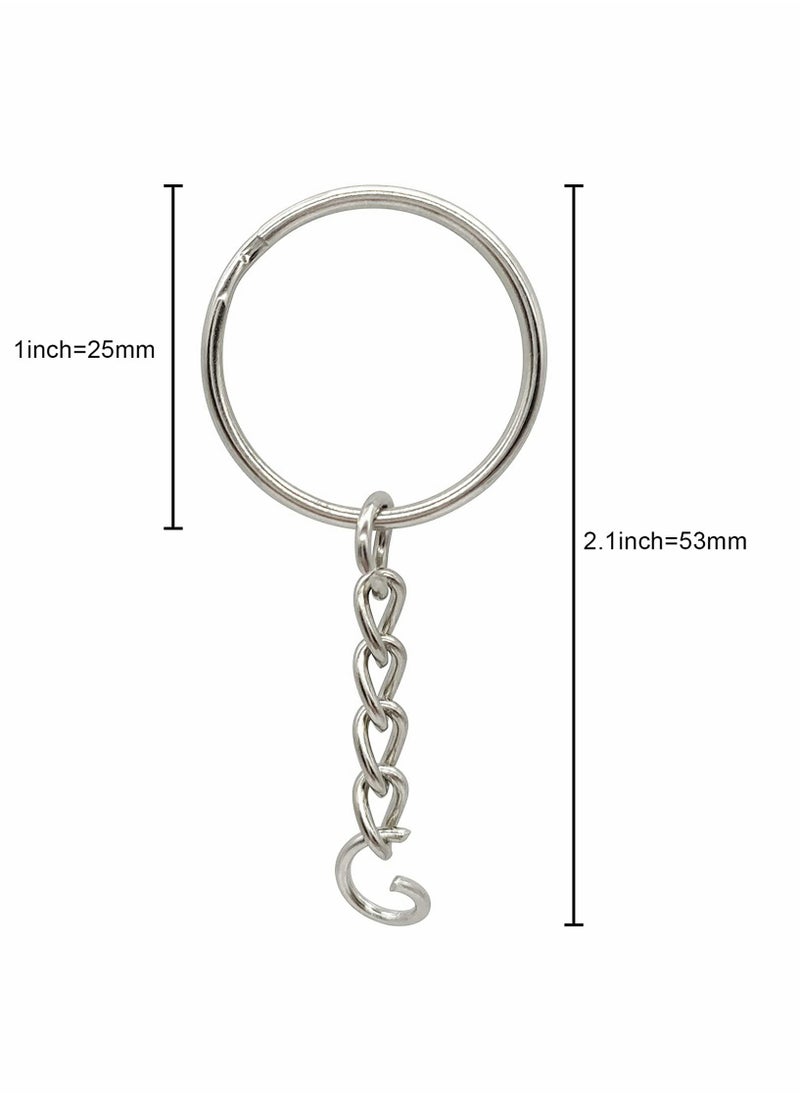 KASTWAVE - 100 Pack Bulk Keyring Set Split Key Chain Rings with 1 inch Large Chains Heavy Duty Metal Keychain Ring Easy to Use Open Jump Rings Strong Small Round DIY Jewelry Making Keyrings Kit - Image 1