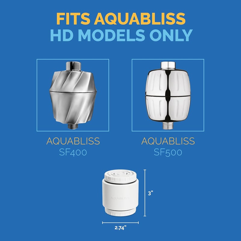 AquaBliss خرطوشة استبدال فلتر الدش متعدد المراحل HD لـ SF400 و SF500-48x قوة إزالة السموم الثقيلة. وداعًا للحكة، والتكسر، والبهتان. تقليل الصدأ، والكلور، والسموم. عبوة واحدة (SFC500) - Image 5