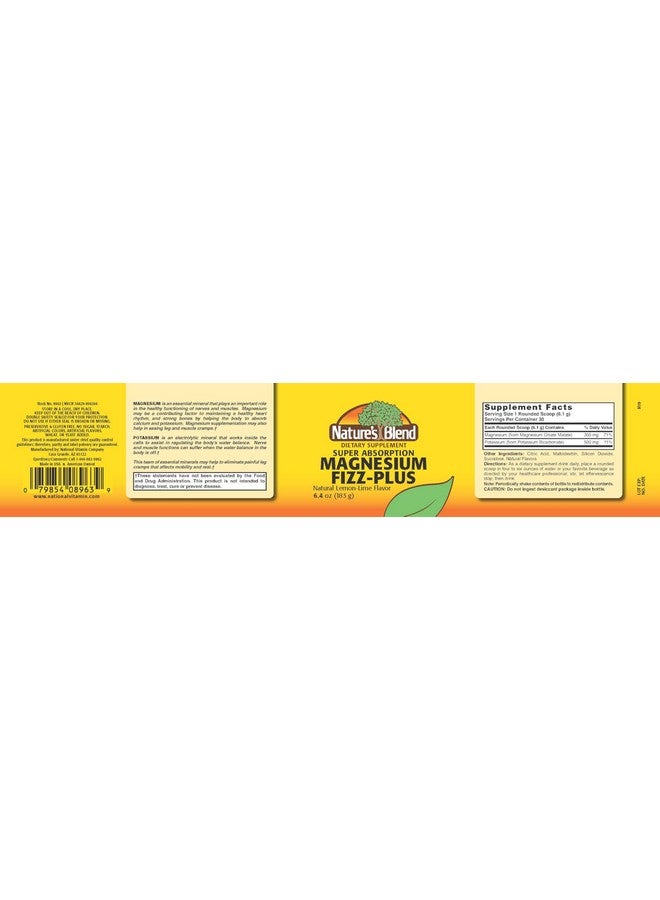 Nature's Blend Magnesium Fizz-Plus Lemon-Lime Flavor 6.4 oz Powder - Image 2
