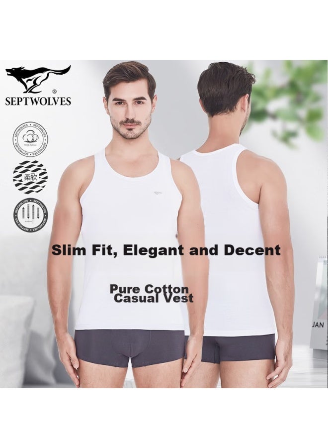 Septwolves Pure Cotton Tank Top For Men, High Elasticity, Sweat-absorbing, Breathable, 2-pack - Image 4