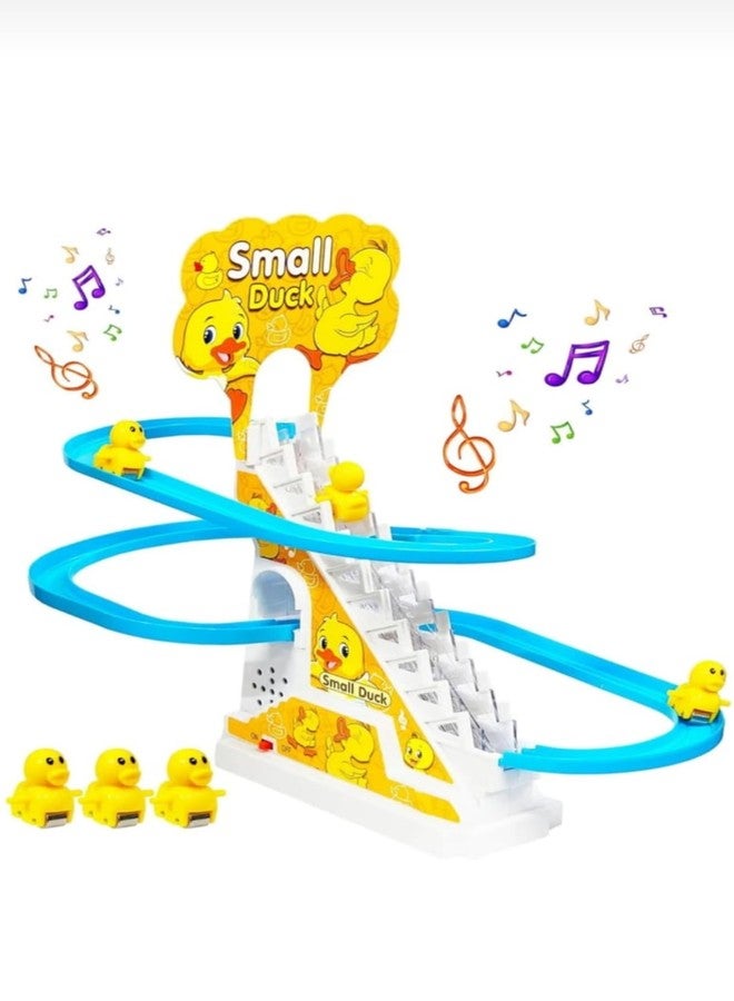 SHASHIKIRAN Duck Track Toys for Kids – Stair-Climbing Escalator with Lights & Music, Includes 3 Small Ducks – Interactive Duck Track Slide Toy – Perfect Toddler Gift - Image 1
