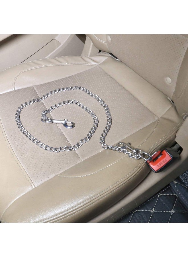 Mogoko Stainless Steel No Chew Dog Car Seat Belt, Pet Vehicle Safety Restraint Cable, Heavy Duty Big Canine Dog Car Leash Strap With Double Clip And Latch Attachment33 Inch - Image 5