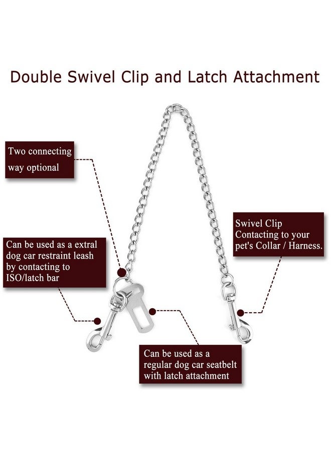 Mogoko Stainless Steel No Chew Dog Car Seat Belt, Pet Vehicle Safety Restraint Cable, Heavy Duty Big Canine Dog Car Leash Strap With Double Clip And Latch Attachment33 Inch - Image 2