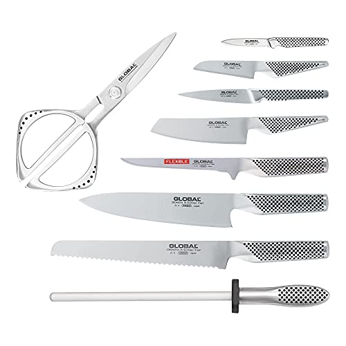 Global 10 Piece Takashi Knife Block Set - Lightweight Japanese Stainless Steel, Razor-Sharp Edge, Made in Japan (G-2, G-9, G-21, G-72, GS-5, GS-6, GSF-15, GSF-22, GKS-210), G-79589AU - Image 2