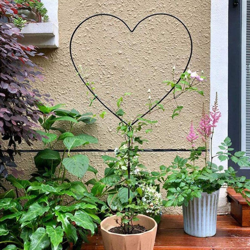 XMRSOY 2 Pack 34Inch Garden Trellis for Climbing Plants, Meatal Heart Shape Plant Support Decorative Plant Trellis Potted Vines Vegetables Flowers Rose Jasmine Pea Clematis Ivy Cucumbers - Image 3