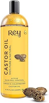 Rey Naturals Rey Naturals ColdPressed 100 Pure Castor Oil Moisturizing Healing For Dry Skin Hair Growth For Skin Hair Care Eyelashes 200ml - Image 1