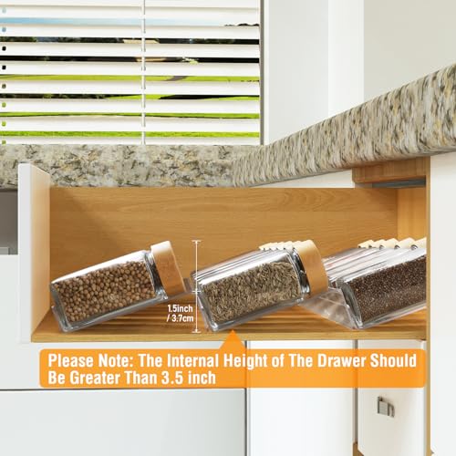 Suneerplay Spice Drawer Organizer 8 Tier, Acrylic Seasoning Organizer Rack, Clear Spice Rack Tray, Kitchen Seasoning Jars Drawers Insert (Jars Not Included/Expandable From 9" to 18") - Image 4