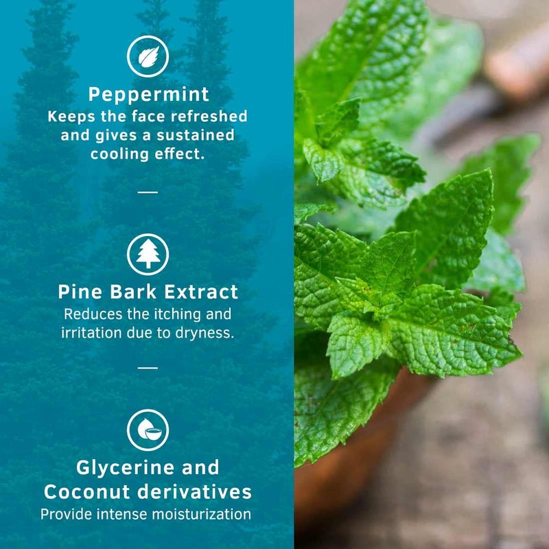Ustraa Face Wash Mint Cool For Dry to Normal Skin 100g Reduces Moisture Loss Removes Dirt Dead Skin with Pine Bark Peppermint NO SLS NO PARABEN - Image 2