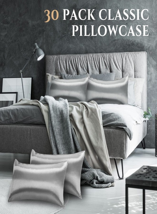 Macarrie 30 Pcs Silk Pillowcase Bulk Queen Satin Pillowcase for Hair and Skin, 20" x 30" Silk Pillow Cases Satin Pillow Case Breathable Cooling with Envelope Closure for Bedding Sleeping Gifts(Grey) - Image 2