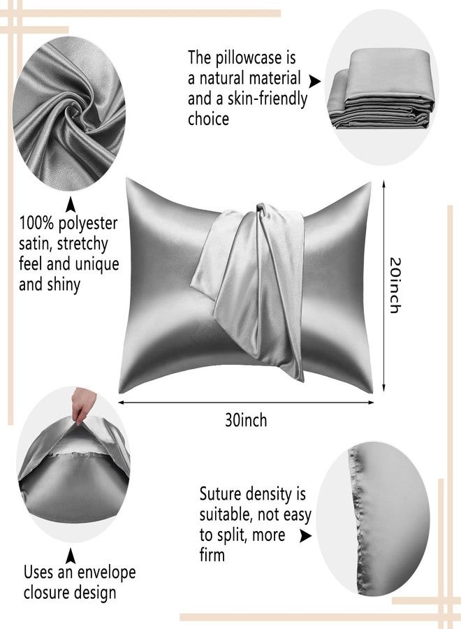 Macarrie 30 Pcs Silk Pillowcase Bulk Queen Satin Pillowcase for Hair and Skin, 20" x 30" Silk Pillow Cases Satin Pillow Case Breathable Cooling with Envelope Closure for Bedding Sleeping Gifts(Grey) - Image 5