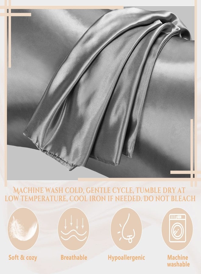 Macarrie 30 Pcs Silk Pillowcase Bulk Queen Satin Pillowcase for Hair and Skin, 20" x 30" Silk Pillow Cases Satin Pillow Case Breathable Cooling with Envelope Closure for Bedding Sleeping Gifts(Grey) - Image 3