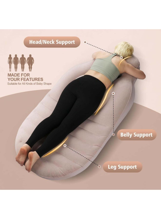 NANAO Inflatable Pregnancy Pillow With an electric air pump, Full Body Maternity Airbed/Float with Hole for Tummy, Comfort for Stomach & Side Sleepers, Relieves Back & Hip Pain Brown - Image 4