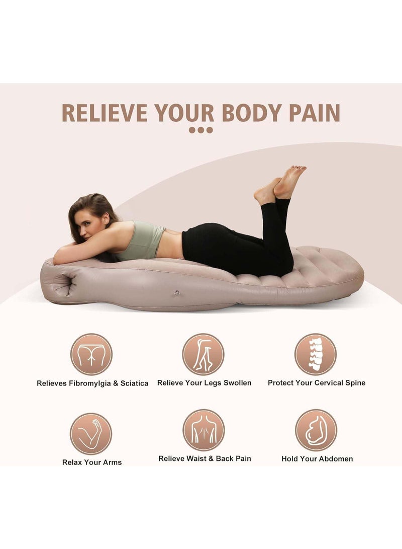 NANAO Inflatable Pregnancy Pillow With an electric air pump, Full Body Maternity Airbed/Float with Hole for Tummy, Comfort for Stomach & Side Sleepers, Relieves Back & Hip Pain Brown - Image 2
