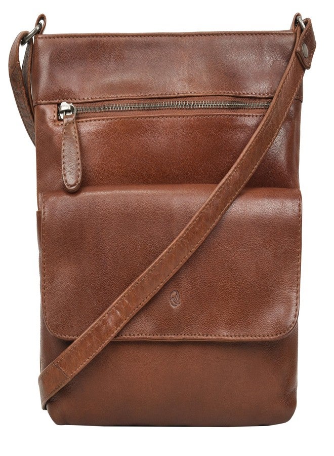 Antonio Valeria Piper Washed Redwood Premium Leather Crossbody Bag - Image 1
