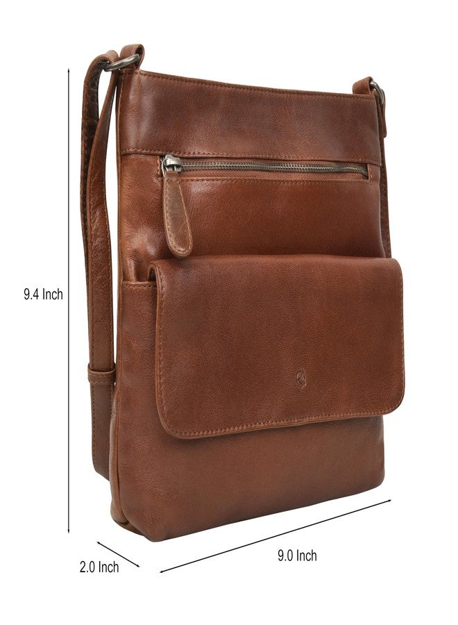 Antonio Valeria Piper Washed Redwood Premium Leather Crossbody Bag - Image 2