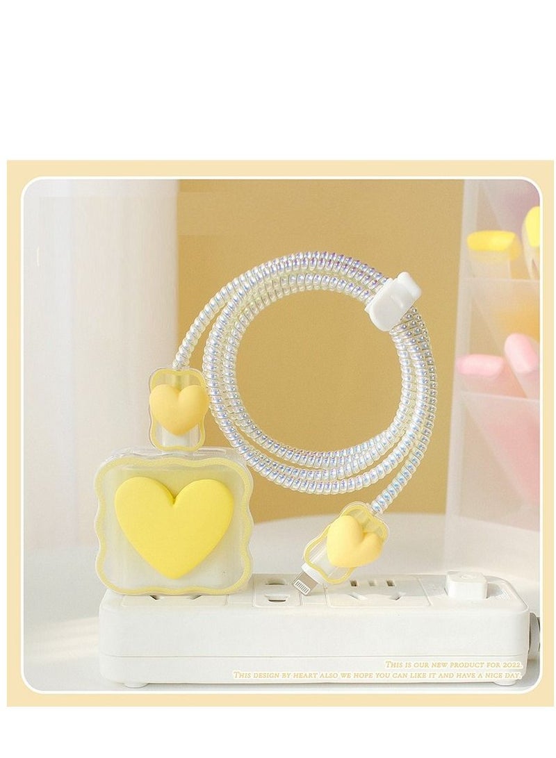 Cable Protector For Iphone Charger Lovely Cable Protector Compatible With Iphone 18W/20W Charger Anti-Bending Usb Cable Cover With Spiral Ropeand End Protector (Yellow) 