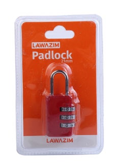 LAWAZIM Combination Padlock - 3 Piece 21milimeter Red - Shackle Combination Lock Dial Lock Gym & School locker lock Travel lock Luggage lock Storage Unit Cabinet Keyless lock 3 digits Resettable lock  - Image 3