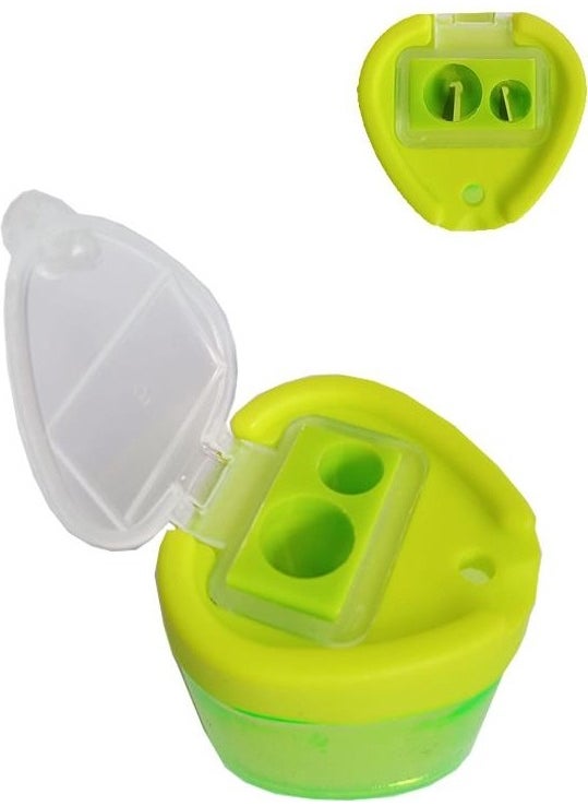 Fixpoint Pencil Sharpener Double Eyed Triangle Green 1 Piece Pencil Sharpener with Container Vibrant Colors Standard Pencil Sharpener Jumbo Pencil Sharpener  - Image 3