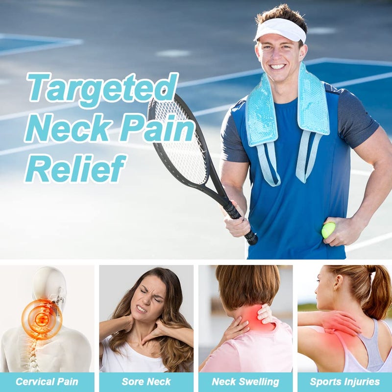 NEWGO Ice Pack for Neck Pain Relief, FSA Eligible, Neck Ice Pack Wrap for Cervical Pain Relief, Office Pressure, Sports Injuries, Swelling - 24.8" x 4.13" - Image 2