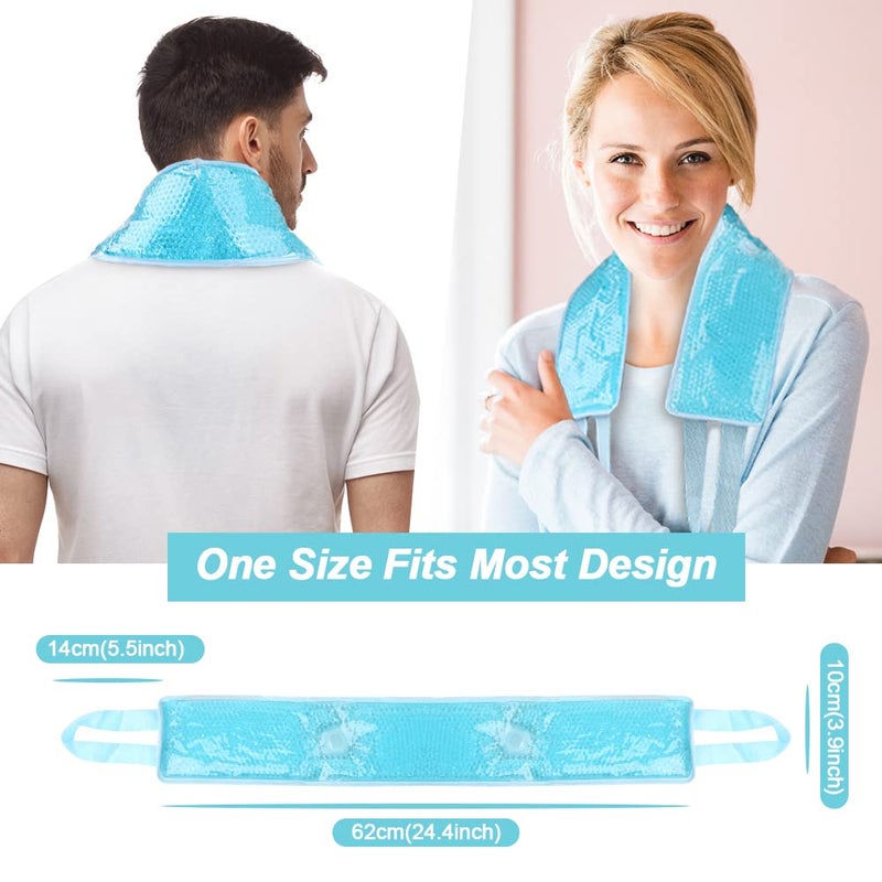 NEWGO Ice Pack for Neck Pain Relief, FSA Eligible, Neck Ice Pack Wrap for Cervical Pain Relief, Office Pressure, Sports Injuries, Swelling - 24.8" x 4.13" - Image 5