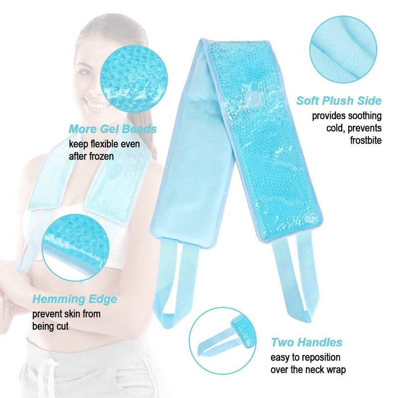 NEWGO Ice Pack for Neck Pain Relief, FSA Eligible, Neck Ice Pack Wrap for Cervical Pain Relief, Office Pressure, Sports Injuries, Swelling - 24.8" x 4.13" - Image 4