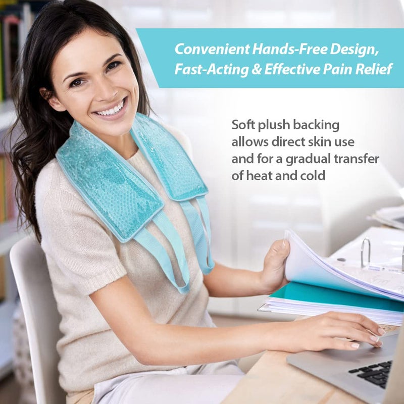 NEWGO Ice Pack for Neck Pain Relief, FSA Eligible, Neck Ice Pack Wrap for Cervical Pain Relief, Office Pressure, Sports Injuries, Swelling - 24.8" x 4.13" - Image 3