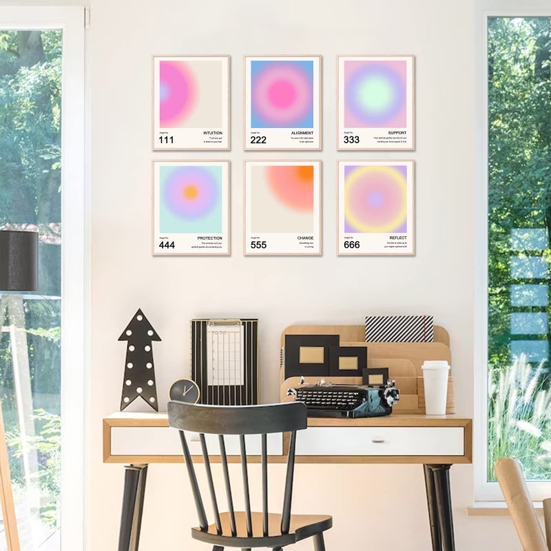 UNIRO Aura Angel Numbers Poster  Colorful Gradient Posters for Room Aesthetic  Minimalist Inspirational Quotes Canvas Wall Art Paintings  Abstract Y2k Style Bedroom Wall Art for Girl's Room  Dorm - Image 2