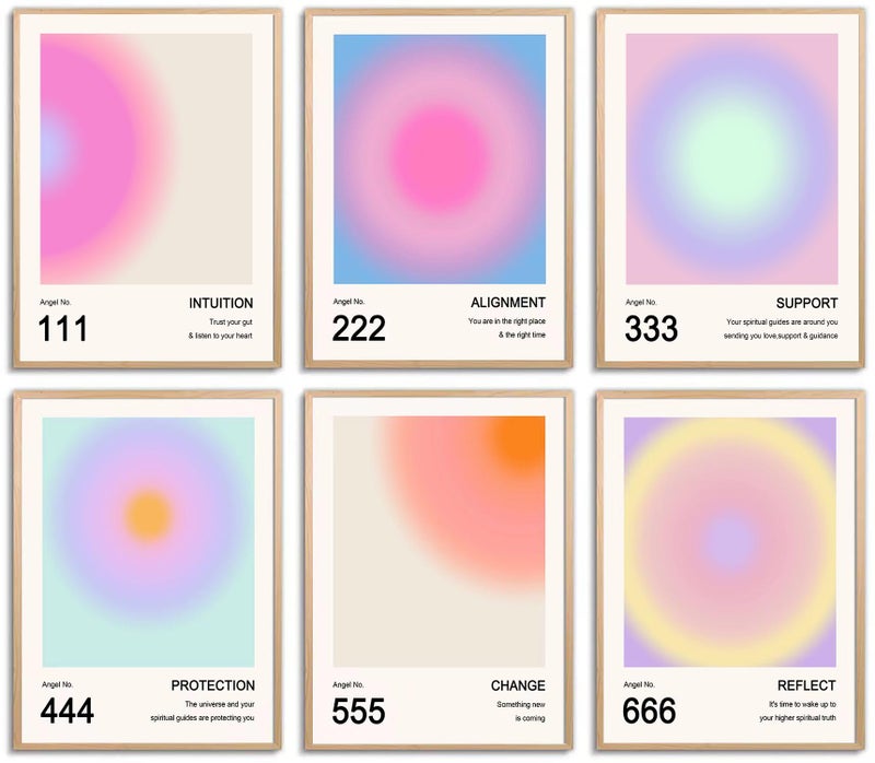 UNIRO Aura Angel Numbers Poster  Colorful Gradient Posters for Room Aesthetic  Minimalist Inspirational Quotes Canvas Wall Art Paintings  Abstract Y2k Style Bedroom Wall Art for Girl's Room  Dorm - Image 1