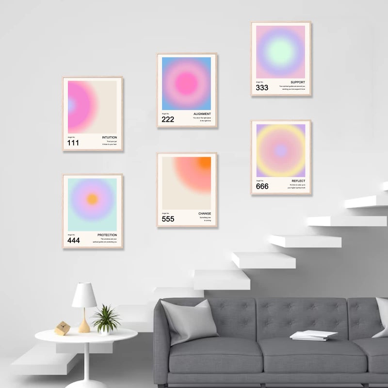 UNIRO Aura Angel Numbers Poster  Colorful Gradient Posters for Room Aesthetic  Minimalist Inspirational Quotes Canvas Wall Art Paintings  Abstract Y2k Style Bedroom Wall Art for Girl's Room  Dorm - Image 4