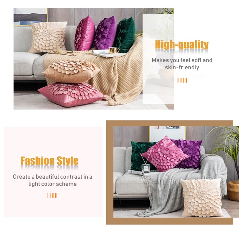 3D Flower-shaped Pillow Case Soft Cushion Cover Romantic Pillowcase With Hidden Zipper for Home Decor Bed Sofa Bedroom Car Decorative Pillowcase 18x18 Inch - Image 4