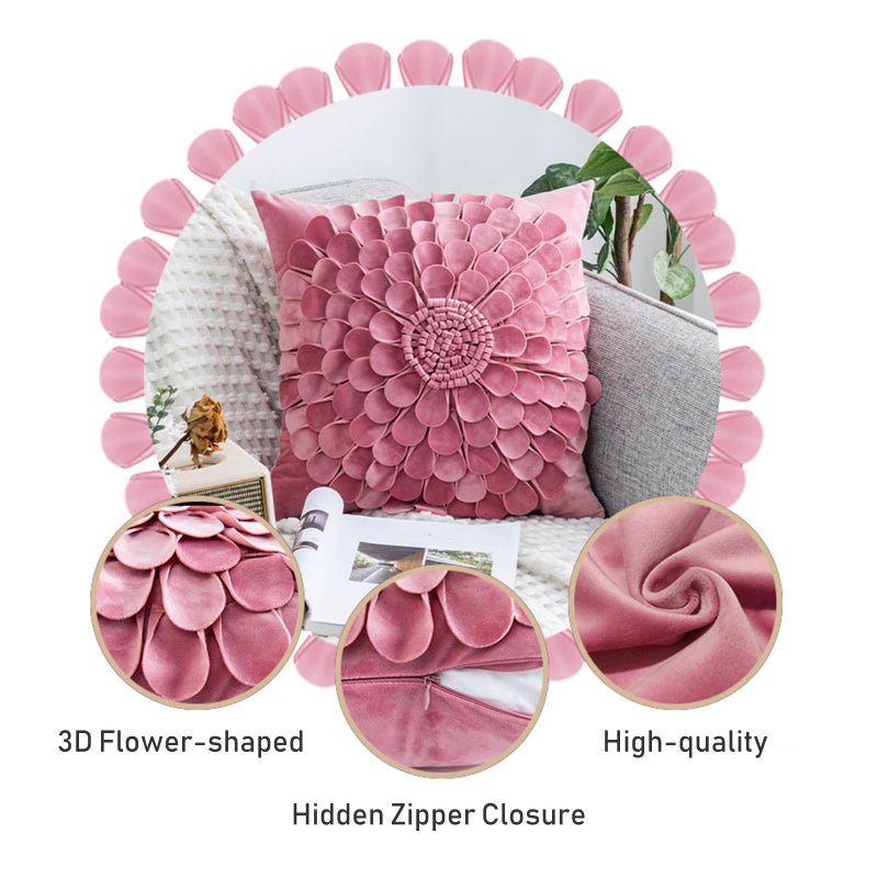 3D Flower-shaped Pillow Case Soft Cushion Cover Romantic Pillowcase With Hidden Zipper for Home Decor Bed Sofa Bedroom Car Decorative Pillowcase 18x18 Inch - Image 5