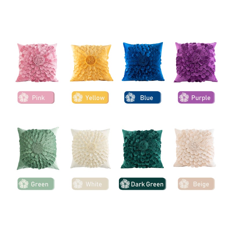 3D Flower-shaped Pillow Case Soft Cushion Cover Romantic Pillowcase With Hidden Zipper for Home Decor Bed Sofa Bedroom Car Decorative Pillowcase 18x18 Inch - Image 2