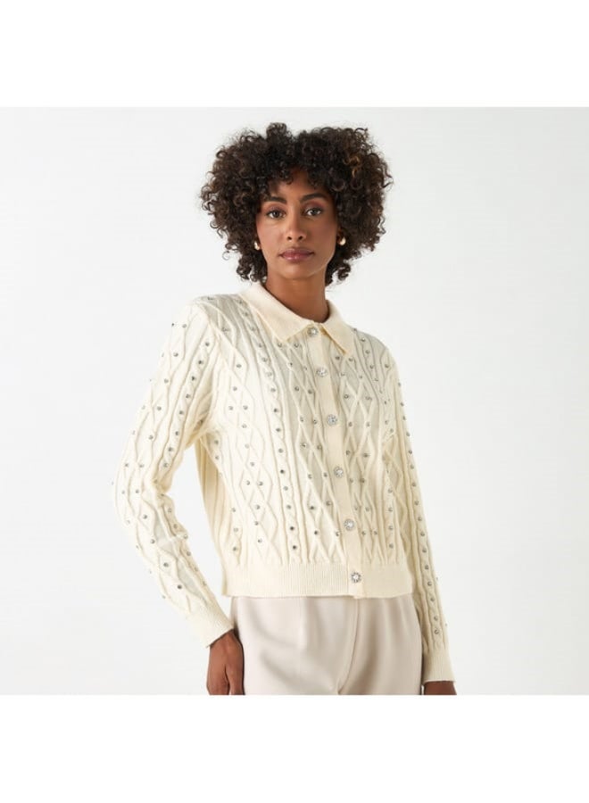2Xtremz 2Xtremz Embellished Cardigan with Long Sleeves and Button Closure  - Image 4