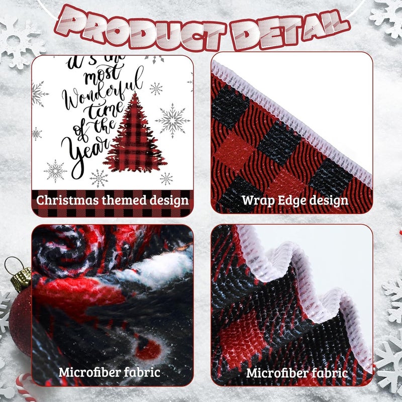 FuWeave 6 Pcs Christmas Kitchen Towels Decorative Buffalo Check Plaid Hand Towels 158 x 236 Inch Absorbent Red Black Dish Towels Xmas Gnome Truck Tea Towels for Winter Kitchen Housewarming Gifts - Image 4