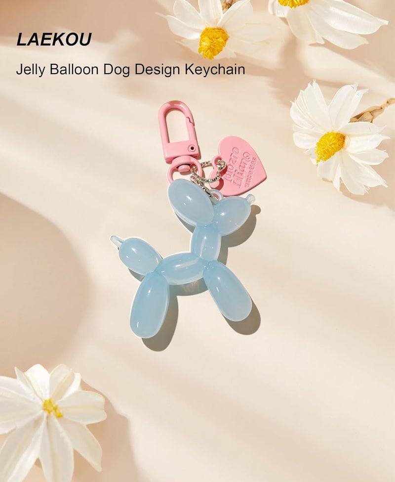 LAEKOU Jelly Balloon Dog Design Keychain for Women, Cute Girls Key Chain, Key Chains Accessories for Car Keys - Image 3